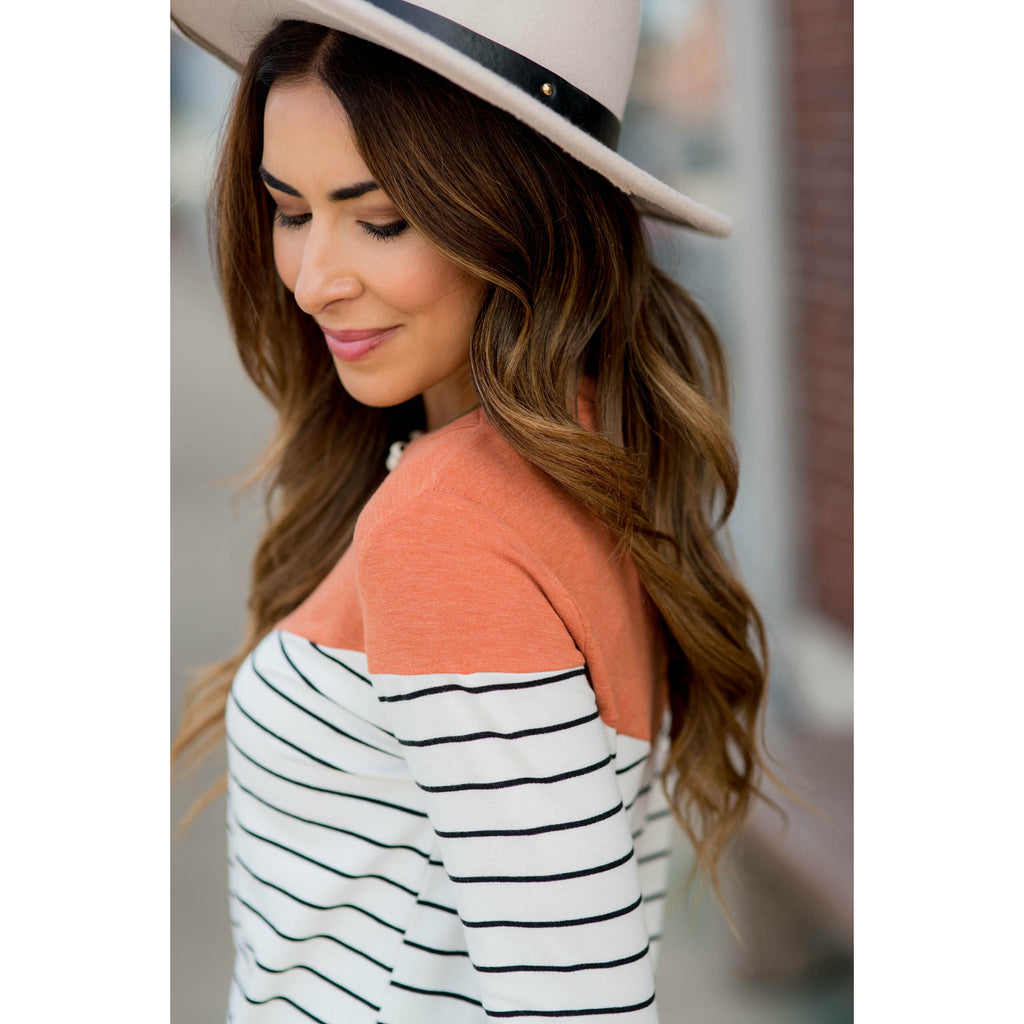 Black Striped Solid Triangle Shoulder Tee - Betsey's Boutique Shop