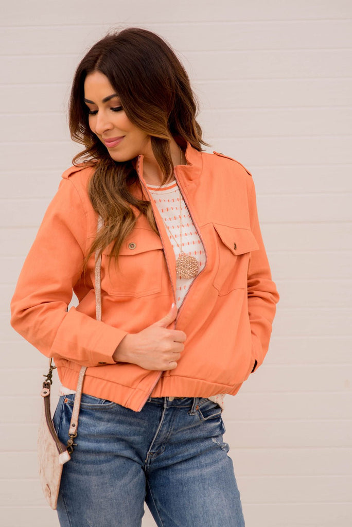 Shoulder Accented Bomber Jacket - Betsey's Boutique Shop -