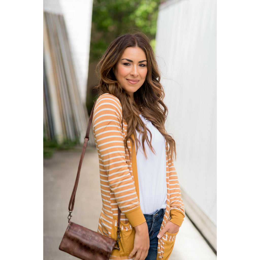 Striped Pocket Accent Cardigan - Betsey's Boutique Shop