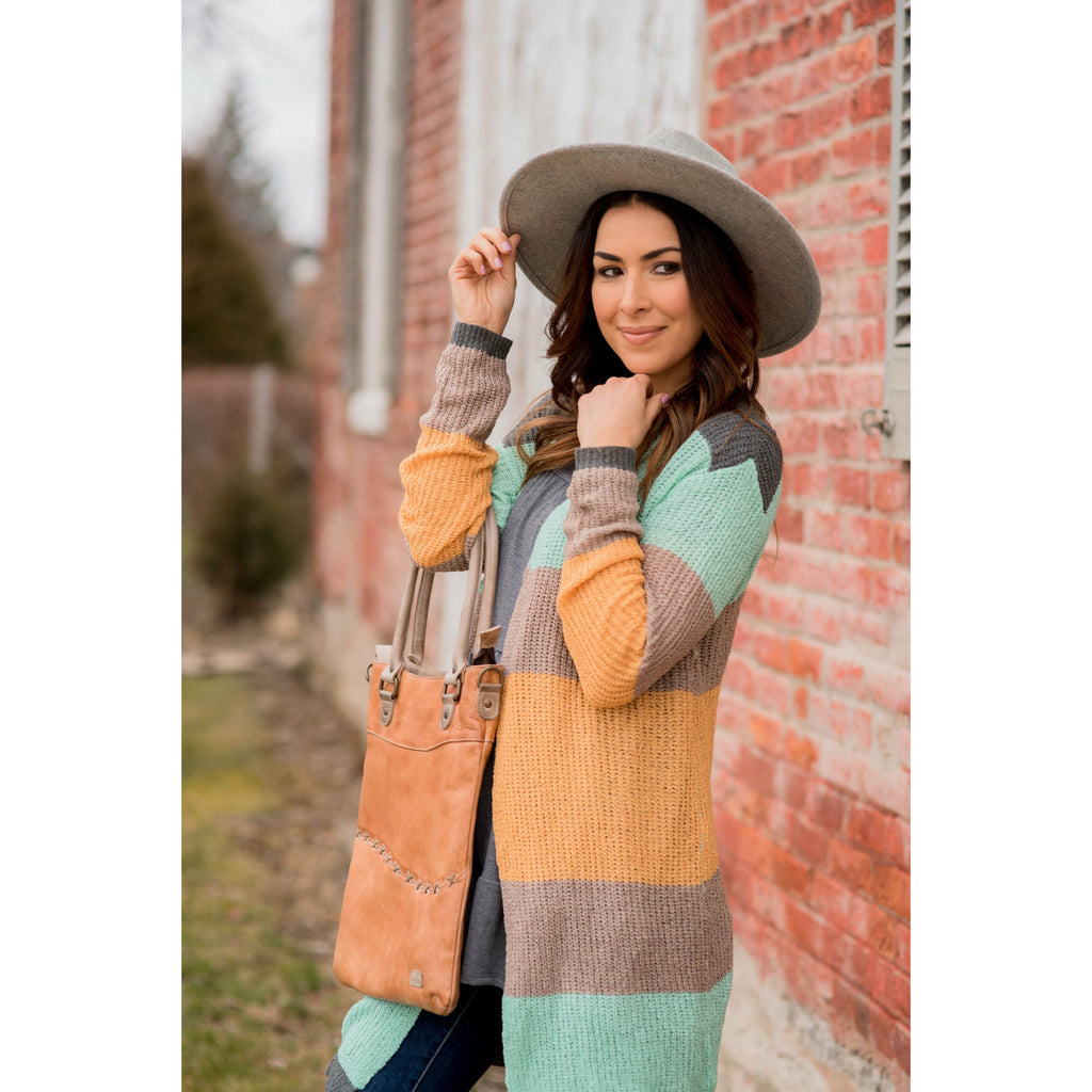 Lightweight Blocked Tunic Cardigan - Betsey's Boutique Shop