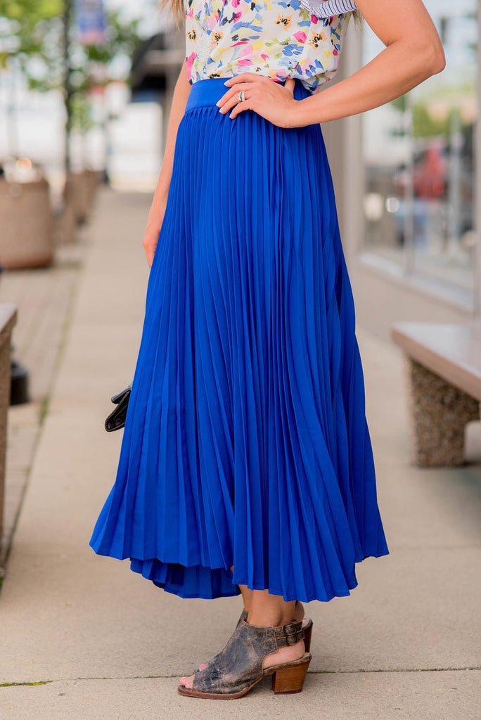 Basic Pleated Maxi Skirt - Betsey's Boutique Shop -