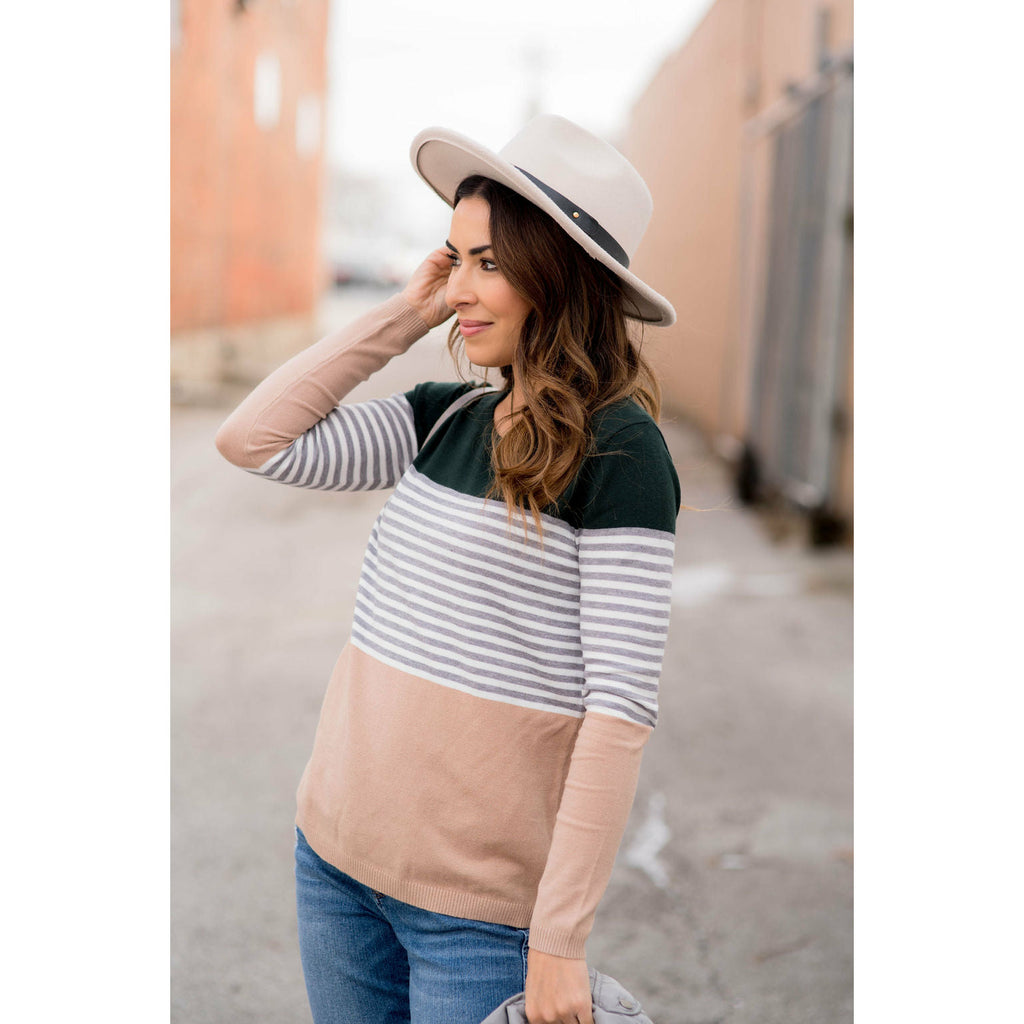 Color Block Striped Long Sleeve Tee - Betsey's Boutique Shop