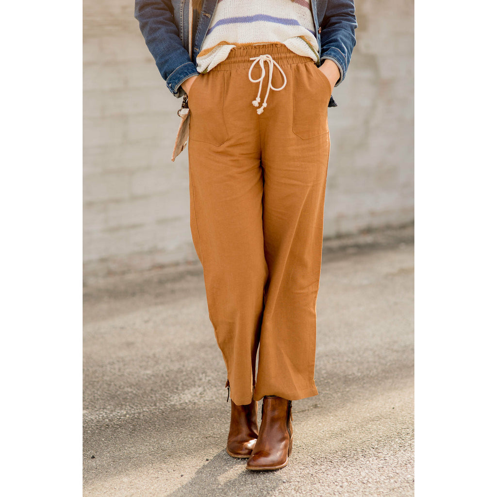 Drawstring Cinch Waist Pants - Betsey's Boutique Shop