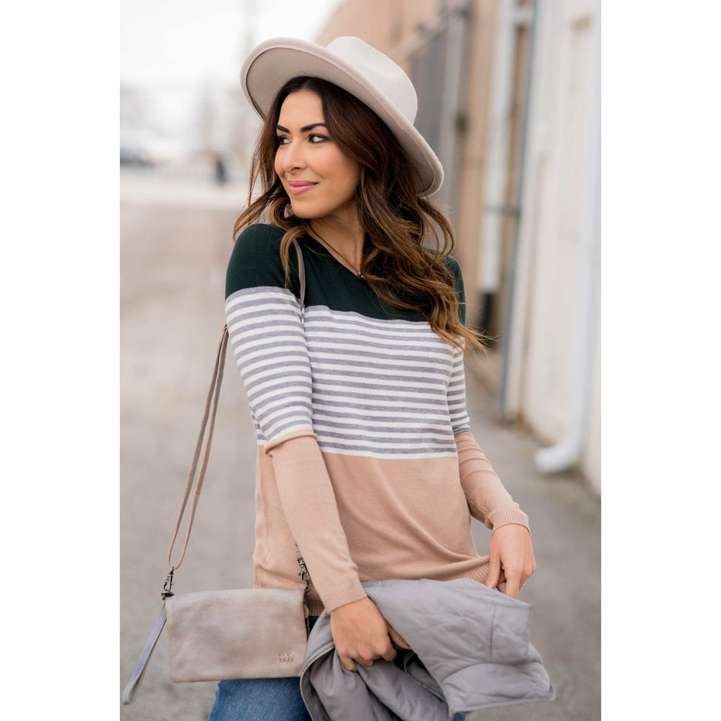 Color Block Striped Long Sleeve Tee - Betsey's Boutique Shop