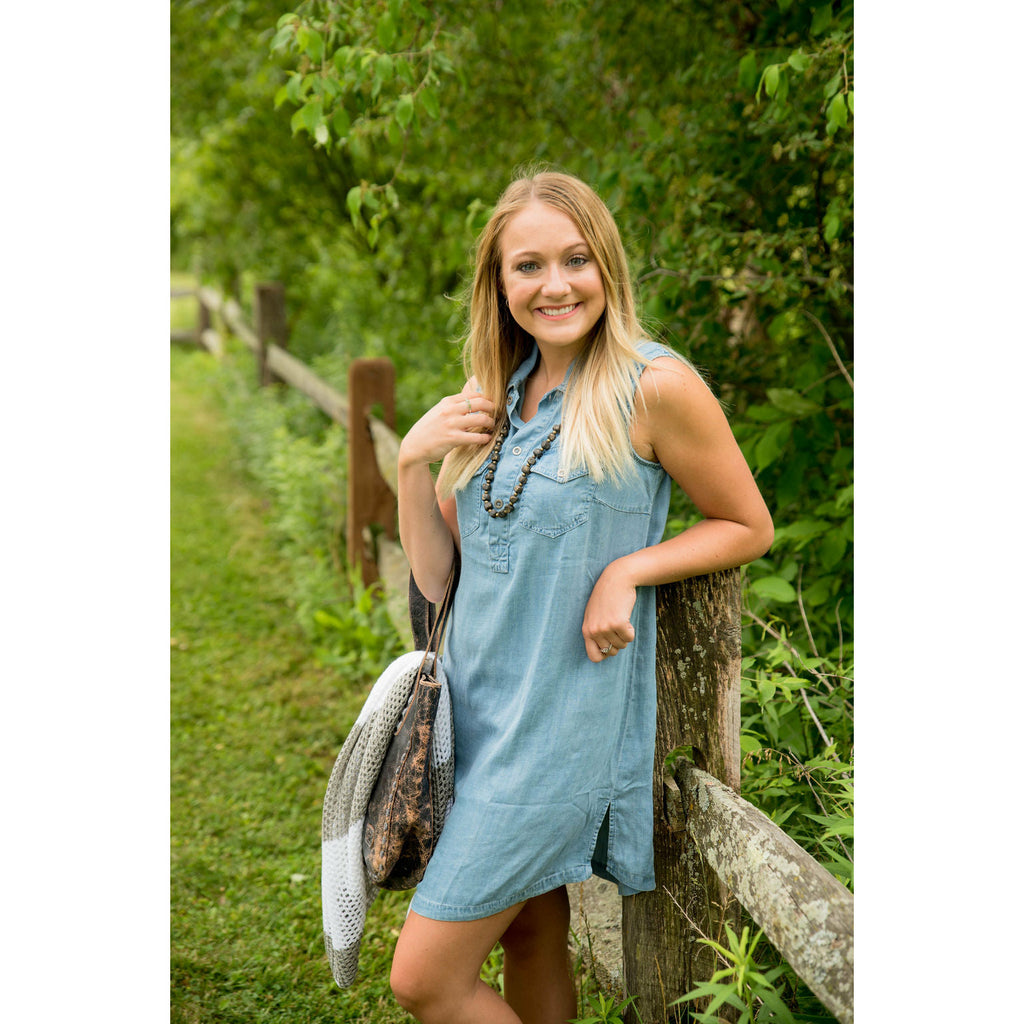 Sleeveless Denim Tunic Dress - Betsey's Boutique Shop