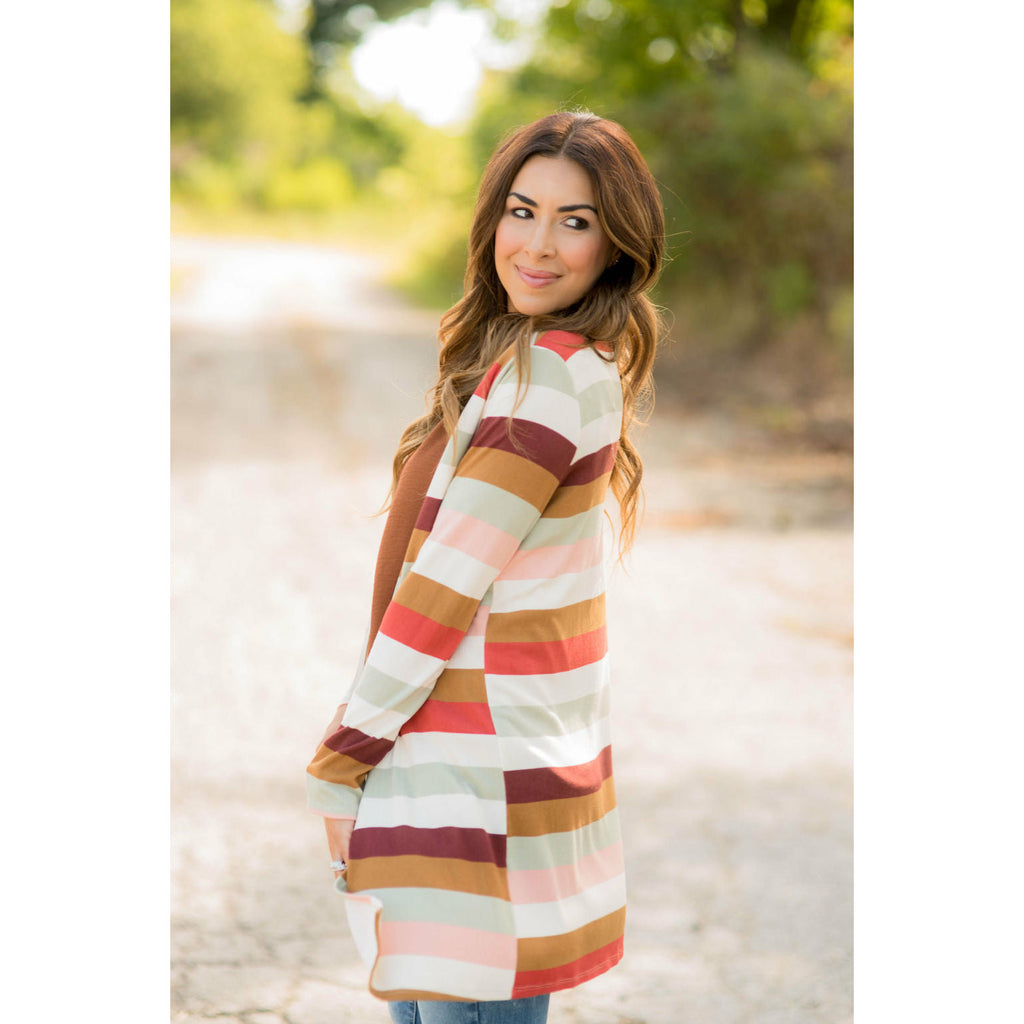 Muted Striped Tunic Cardigan - Betsey's Boutique Shop