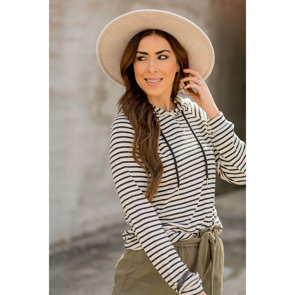 Striped Lightweight Game Day Hoodie - Betsey's Boutique Shop