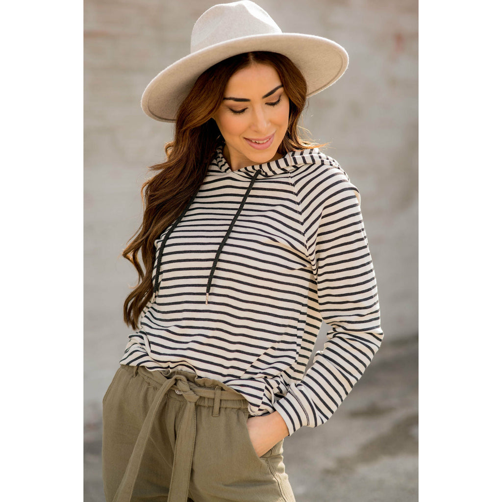 Striped Lightweight Game Day Hoodie - Betsey's Boutique Shop