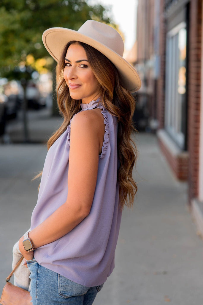 Solid Ruffle Trim Basic Tank - Betsey's Boutique Shop