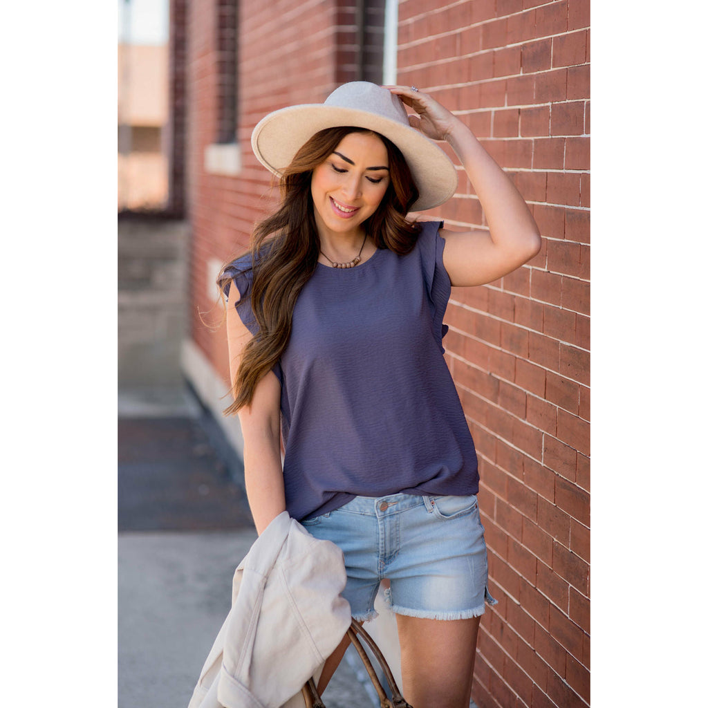 Double Flutter Short Sleeve Blouse - Betsey's Boutique Shop