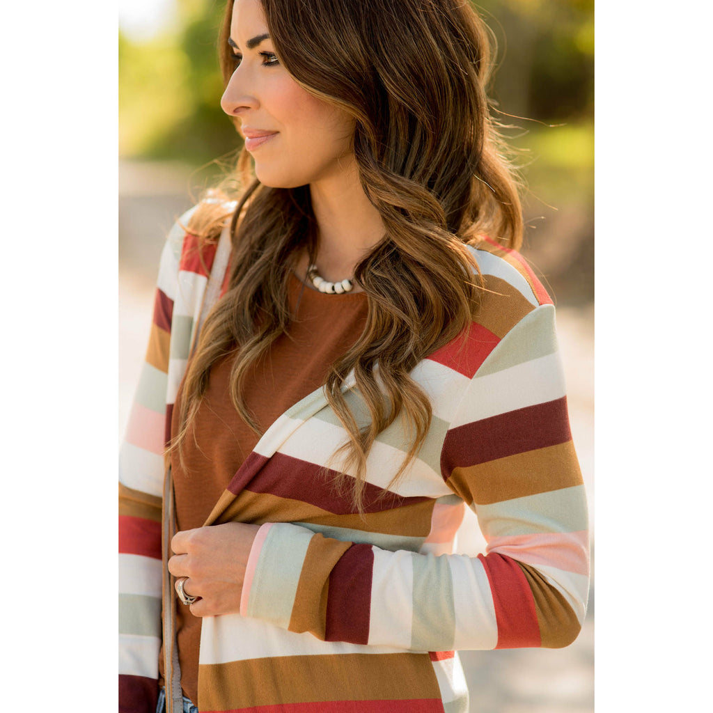 Muted Striped Tunic Cardigan - Betsey's Boutique Shop