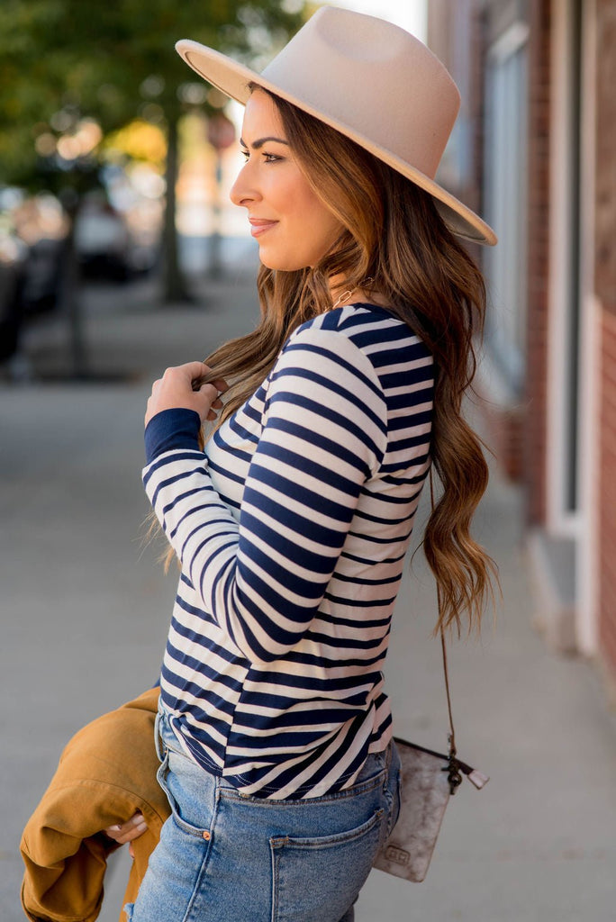 DUPLICATE Ombre Striped Long Sleeve Tee - Betsey's Boutique Shop