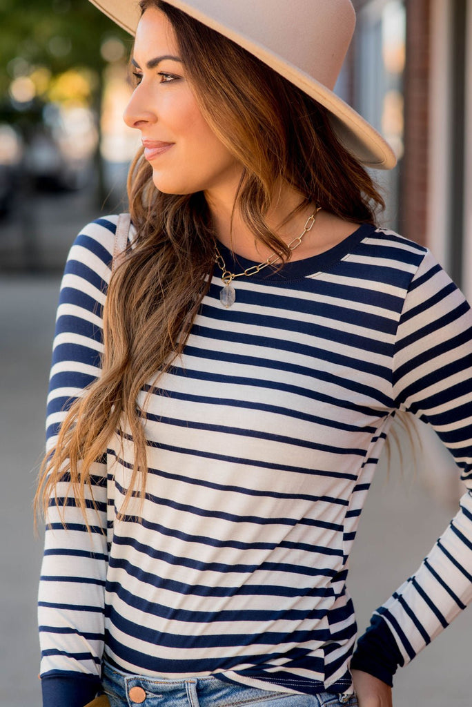 DUPLICATE Ombre Striped Long Sleeve Tee - Betsey's Boutique Shop