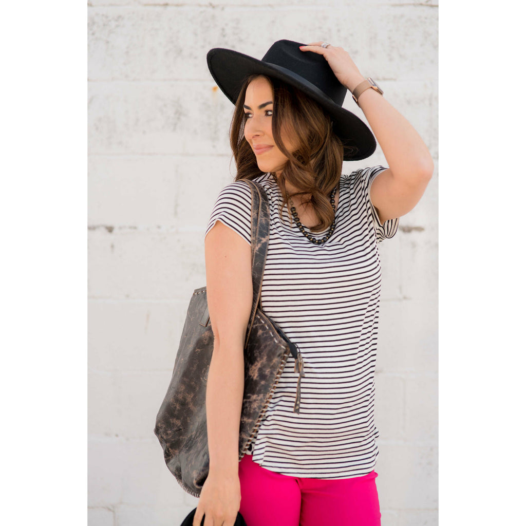 Striped Dotted Accent Tee - Betsey's Boutique Shop