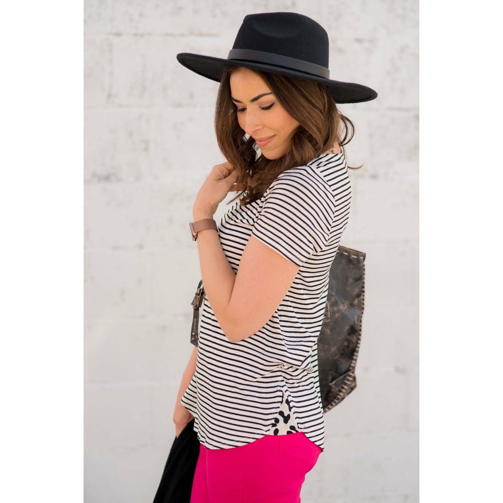 Striped Dotted Accent Tee - Betsey's Boutique Shop