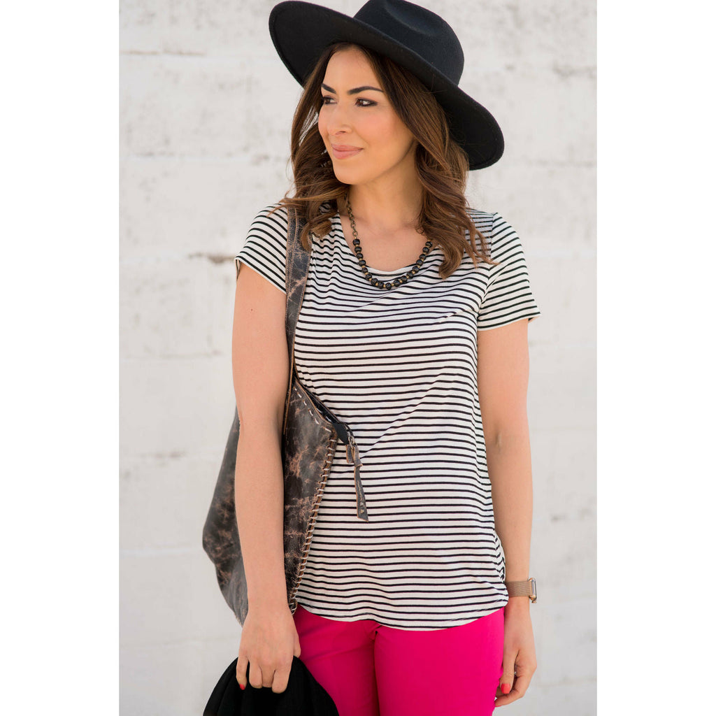 Striped Dotted Accent Tee - Betsey's Boutique Shop