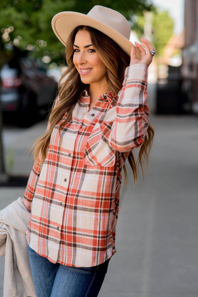 Festive Fall Plaid Button Up - Betsey's Boutique Shop