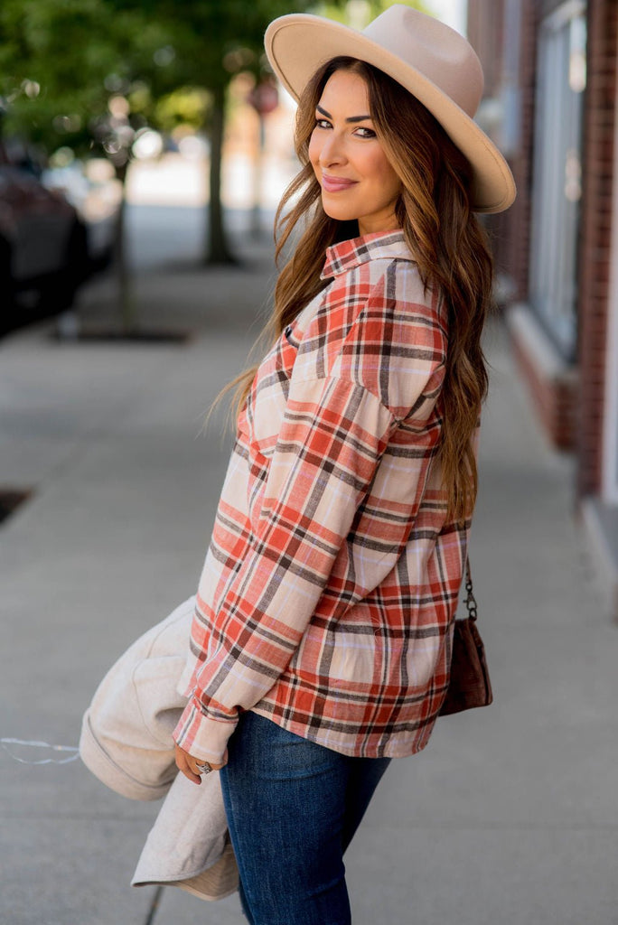 Festive Fall Plaid Button Up - Betsey's Boutique Shop