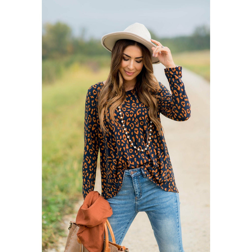 Cheetah Long Sleeve Top - Betsey's Boutique Shop - Shirts & Tops