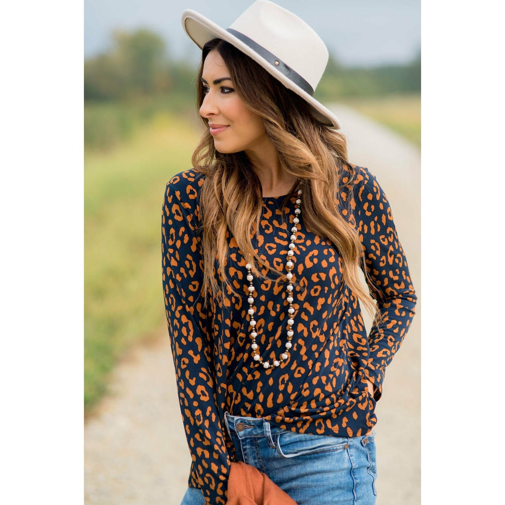 Cheetah Long Sleeve Top - Betsey's Boutique Shop - Shirts & Tops