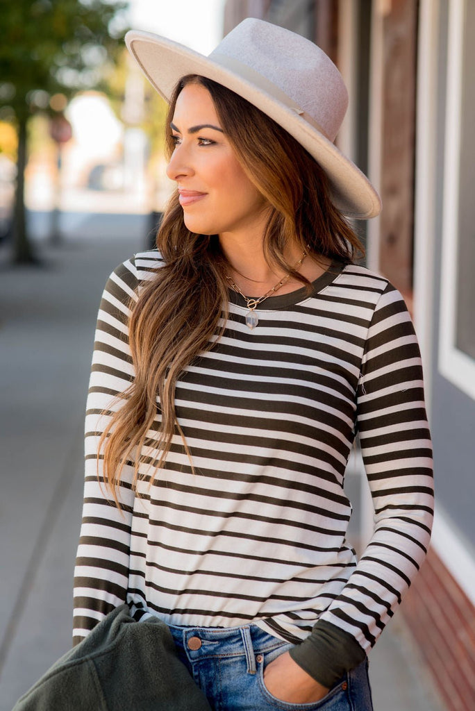 DUPLICATE Ombre Striped Long Sleeve Tee - Betsey's Boutique Shop