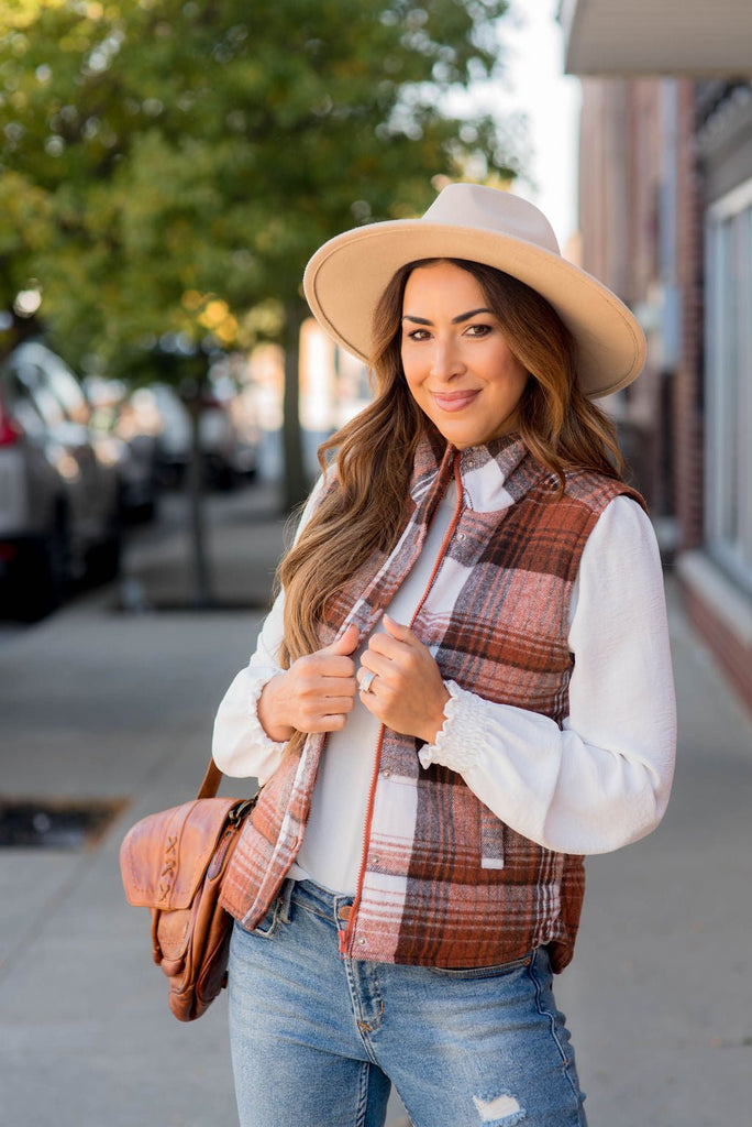 DUPLICATE Shades Of Fall Plaid Vest - Betsey's Boutique Shop