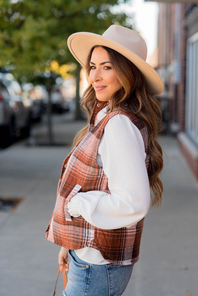 DUPLICATE Shades Of Fall Plaid Vest - Betsey's Boutique Shop