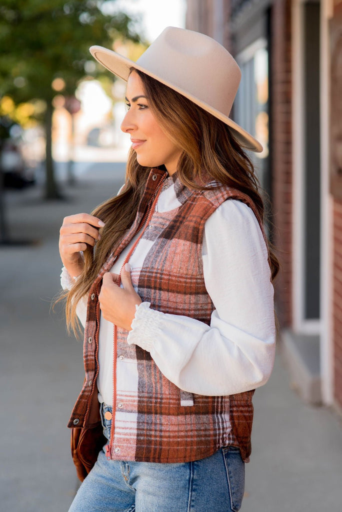 DUPLICATE Shades Of Fall Plaid Vest - Betsey's Boutique Shop