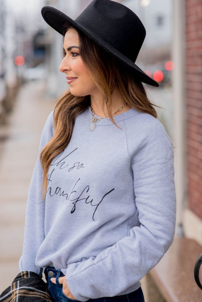 Oh So Thankful Graphic Crewneck - Betsey's Boutique Shop -