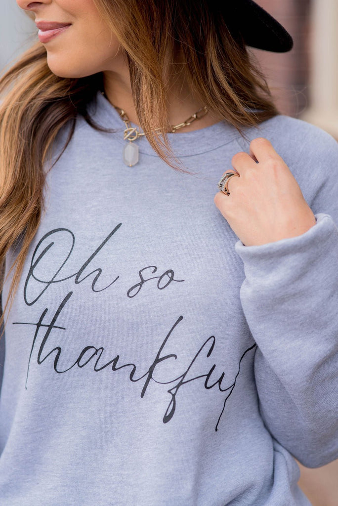 Oh So Thankful Graphic Crewneck - Betsey's Boutique Shop -