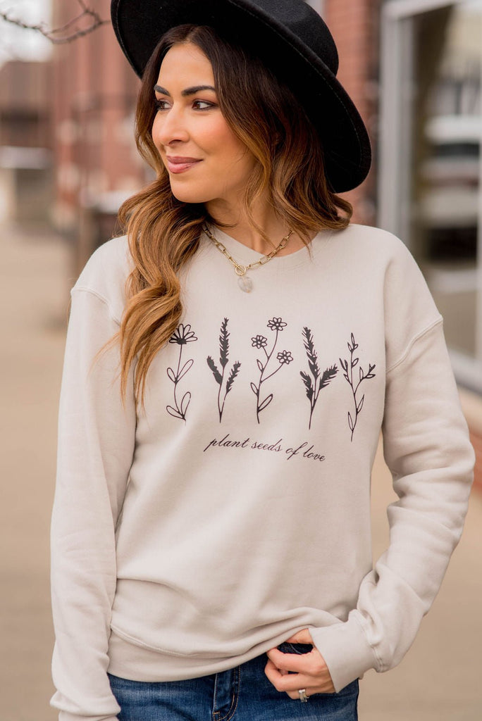 Plant Seeds Of Love Graphic Crewneck - Betsey's Boutique Shop -