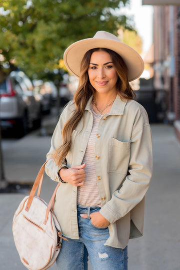 Neutral Basic Shacket - Betsey's Boutique Shop