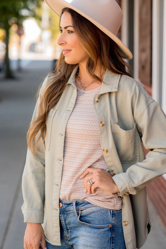 Neutral Basic Shacket - Betsey's Boutique Shop