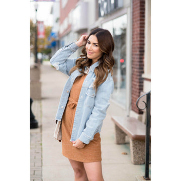 Distressed Denim Jacket - Betsey's Boutique Shop