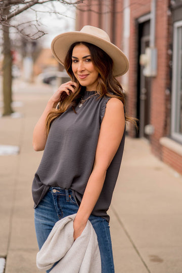 Solid Ruffle Trim Basic Tank - Betsey's Boutique Shop