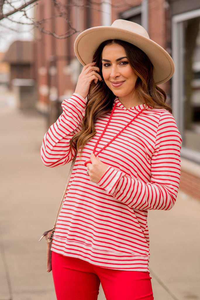 Striped Lightweight Game Day Hoodie - Betsey's Boutique Shop