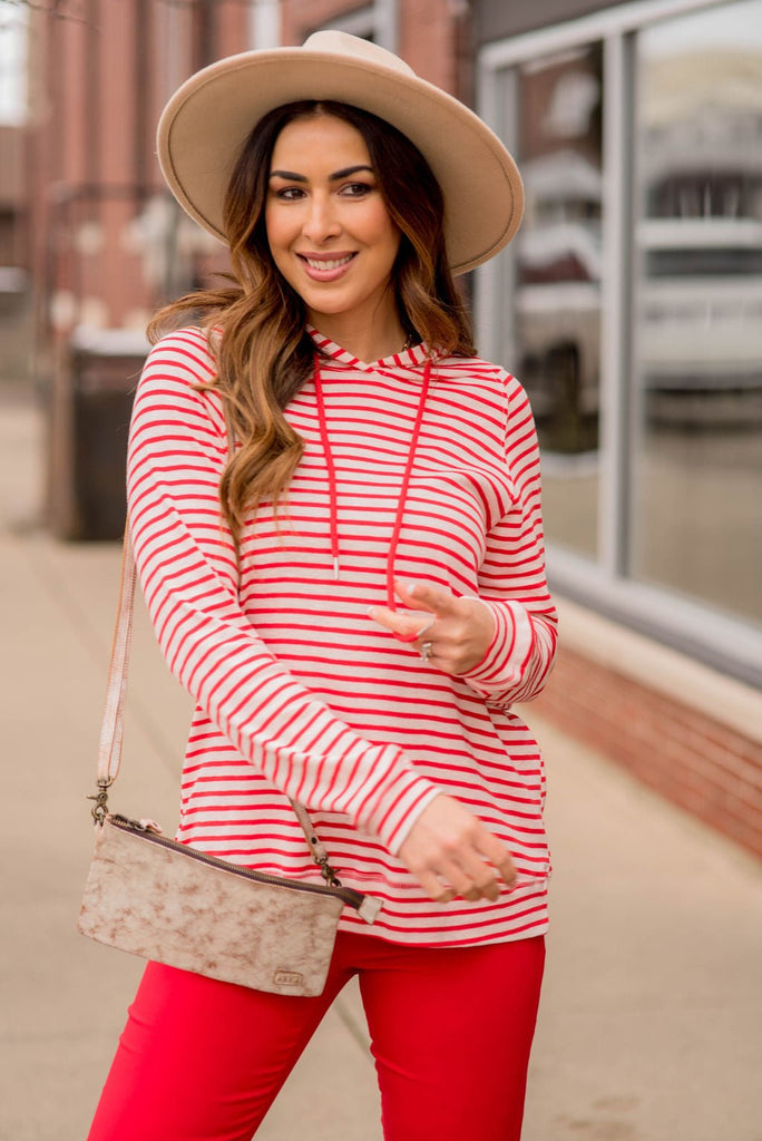 Striped Lightweight Game Day Hoodie - Betsey's Boutique Shop