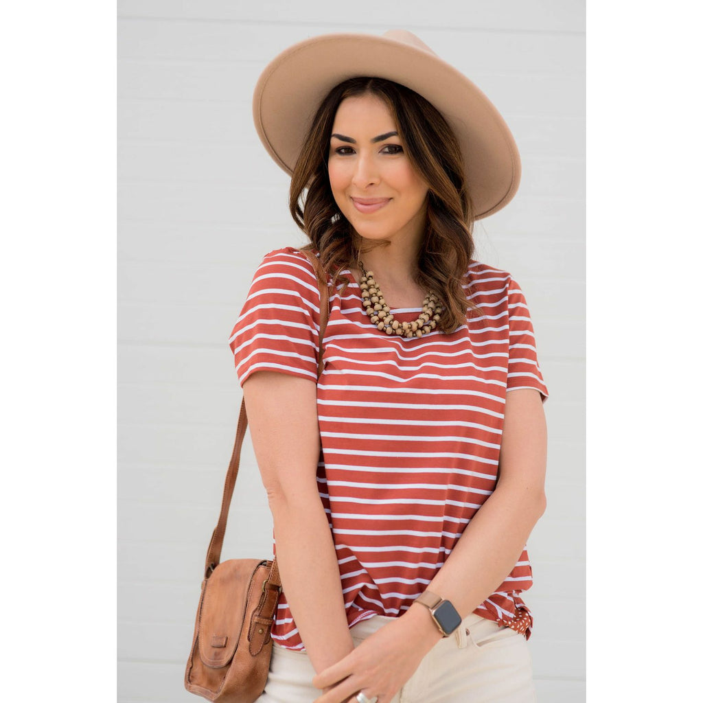 Striped Accented Dot Tee - Betsey's Boutique Shop