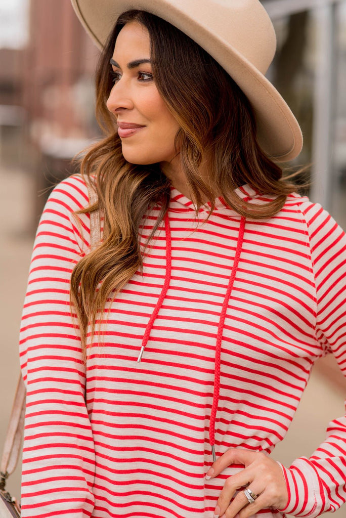 Striped Lightweight Game Day Hoodie - Betsey's Boutique Shop