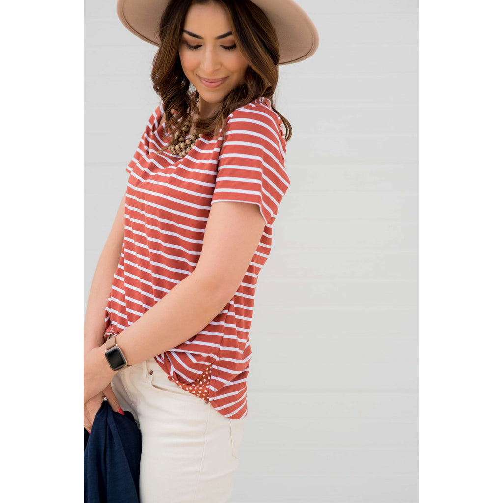 Striped Accented Dot Tee - Betsey's Boutique Shop