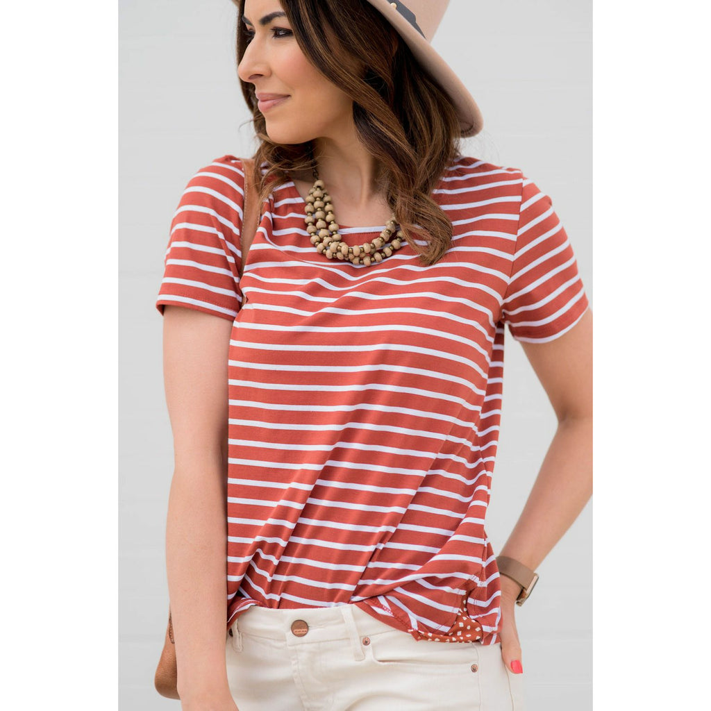 Striped Accented Dot Tee - Betsey's Boutique Shop