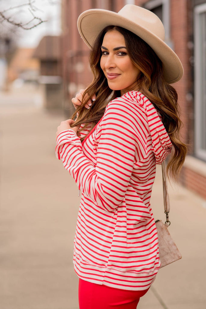 Striped Lightweight Game Day Hoodie - Betsey's Boutique Shop