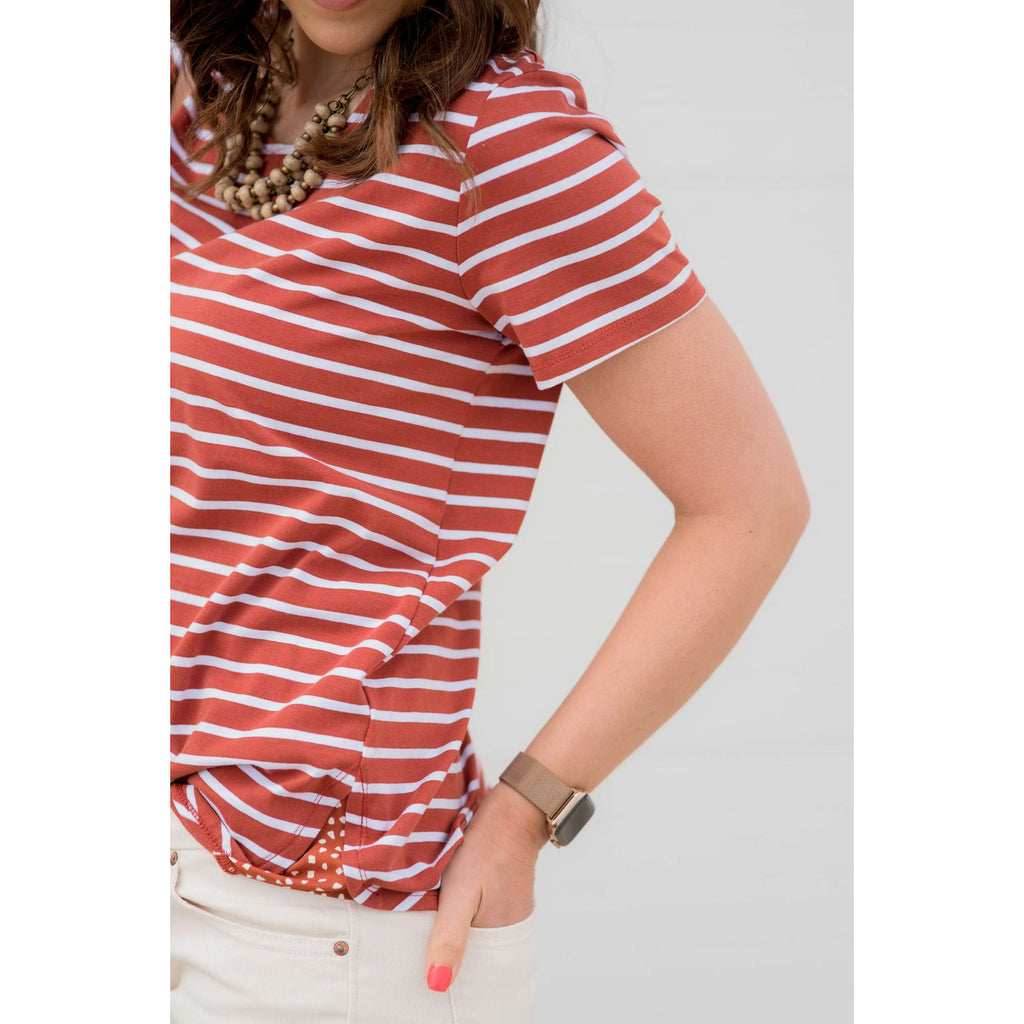 Striped Accented Dot Tee - Betsey's Boutique Shop