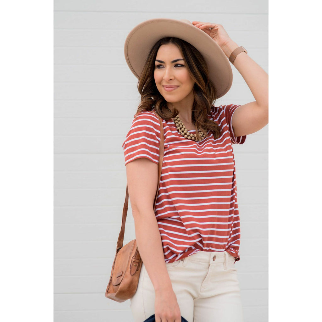 Striped Accented Dot Tee - Betsey's Boutique Shop