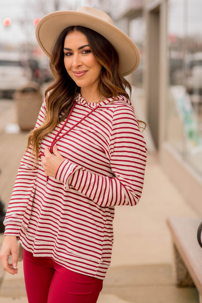 Striped Lightweight Game Day Hoodie - Betsey's Boutique Shop