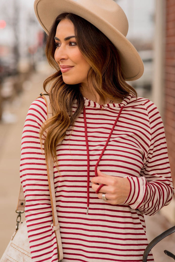 Striped Lightweight Game Day Hoodie - Betsey's Boutique Shop