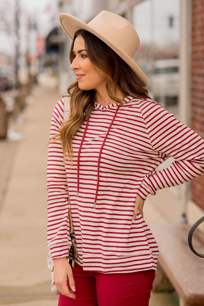 Striped Lightweight Game Day Hoodie - Betsey's Boutique Shop