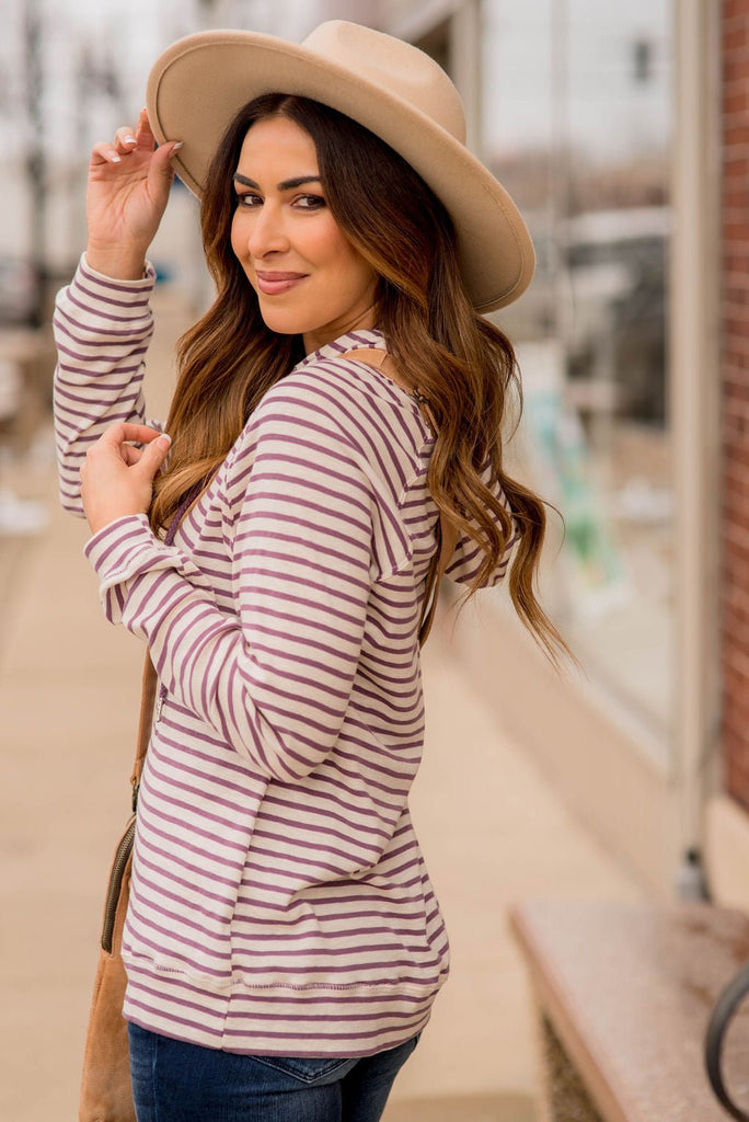 Striped Lightweight Game Day Hoodie - Betsey's Boutique Shop