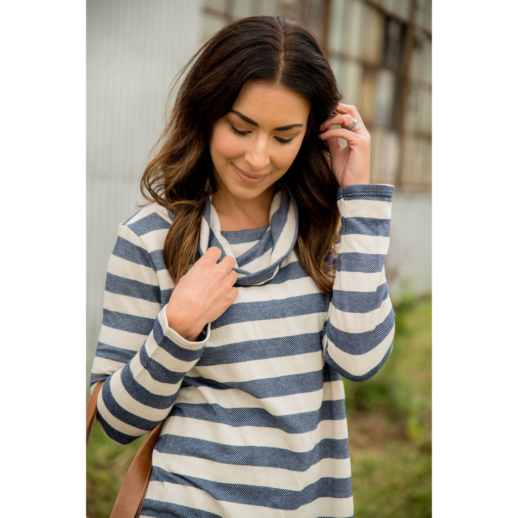 Striped Cowl Neck - Betsey's Boutique Shop