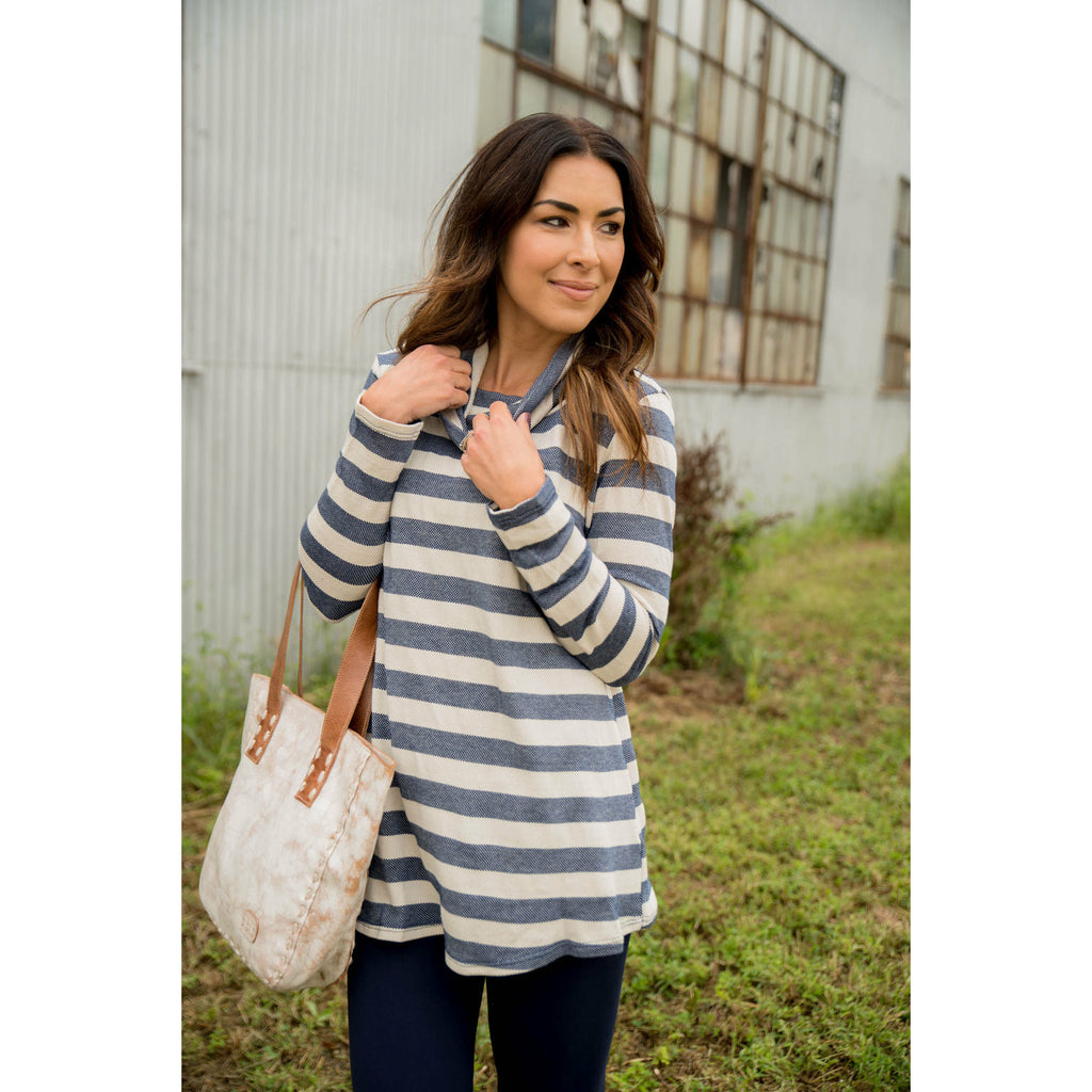 Striped Cowl Neck - Betsey's Boutique Shop